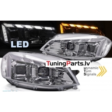 VW GOLF 7 17-19 LED priekšējie lukturi, LED dayline, DRL, Hromēti, dinamisks pagriezienu rādītājs