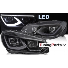 VW GOLF 6 08-13 FULL LED priekšējie lukturi, Melni