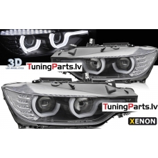 BMW F30/F31 10.11 - 05.15 U-TYPE HID LED Priekšējie lukturi, DRL, Melni, Xenon