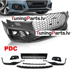 AUDI A4 B9 15-19 priekšējais bamperis, melns glancēts, Sport style ar PDC