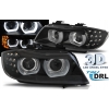 BMW E90/E91 (09-11) priekšējie lukturi, 3D LED eņģeļ acis, DRL, xenona, melni, AFS