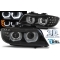 BMW E90/E91 (09-11) priekšējie lukturi, 3D LED eņģeļ acis, DRL, xenona, melni, AFS