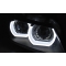 BMW E90/E91 (09-11) priekšējie lukturi, 3D LED eņģeļ acis, DRL, xenona, melni, AFS