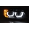 BMW E90/E91 (09-11) priekšējie lukturi, 3D LED eņģeļ acis, DRL, xenona, melni, AFS
