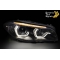 BMW F10/F11 10-13 priekšējie lukturi, 3D LED eņģeļ acis, Melni, Xenona, DRL, SEQ