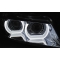 BMW E90/E91 (09-11) priekšējie lukturi, 3D LED eņģeļ acis, DRL, xenona, hromēti, AFS