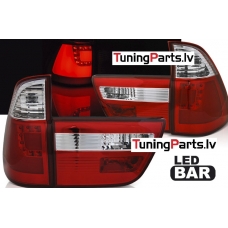 BMW X5 E53 aizmugurējie lukturi, Sarkani/Balti, LED BAR