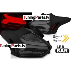 FORD FOCUS 3 15-18 HATCHBACK aizmugurējie LED lukturi, SEQ, Melni/Tonēti