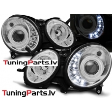 MERCEDES W211 E-CLASS 03.02-04.06 XENON priekšējie LED Daylight lukturi, hromēti