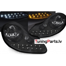 PORSCHE BOXSTER 96-04 /911 996 priekšējie LED Daylight lukturi, Melni Glancēti