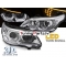 BMW E60/E61 (03-07) priekšējie lukturi, 3D LED eņģeļacis, LED pagriezieni, hromēti