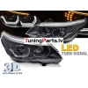 BMW E60 E61 03-07 priekšējie lukturi, 3D LED eņģeļ acis, melni