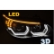 BMW E60/E61 (03-07) priekšējie lukturi, 3D LED eņģeļacis, LED pagriezieni, melni
