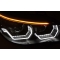 BMW E60/E61 (03-07) priekšējie lukturi, 3D LED eņģeļacis, LED pagriezieni, melni