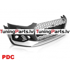 AUDI A5 16-19 priekšējais bamperis, Sudraba/Hromēts, Sport style ar PDC