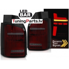 VW T5 10-15 aizmugurējie LED lukturi, SEQ, Sarkani/Tonēti