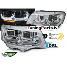 VW T6.1 20- TUBE Priekšējie LED lukturi, DRL, SEQ, Hromēti