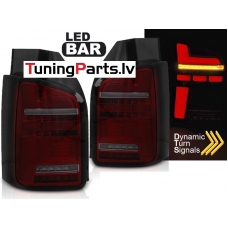VW T5 04.03-09 aizmugurējie LED lukturi, SEQ, Sarkani/Tonēti