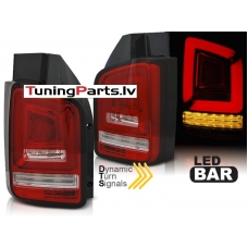 VW T6 15-19 TR Aizmugurējie LED lukturi, SEQ, Sarkani/Balti