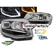 VW T6 15-19 LED Priekšējie lukturi, DRL, SEQ, Hromēti