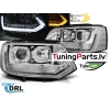 VW T5 2010-2015 (T6 LOOK) LED Priekšējie lukturi, DRL, SEQ, Hromēti