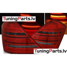MERCEDES W221 S-CLASS 05-09 (W222 LOOK) aizmugurējie LED lukturi SEQ, Sarkani/Tonēti