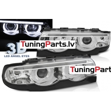 BMW E38 94-01 LED priekšējie lukturi, 3D LED eņģeļ acis, hromēti