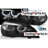 BMW X5 E70 07-13 (XENON OEM) priekšējie lukturi LED, 3D LED eņģeļ acis, melni, DRL, AFS