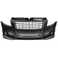 Audi A3 8P (08-12) priekšējais bamperis S-line style ar PDC, melna/hromēta reste