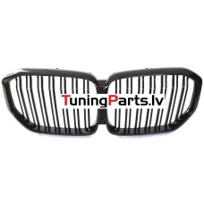 BMW X5 G05 (19-22) priekšējās restes melnas/glancētas dubultās