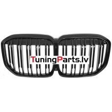 BMW X7 G07 (18-22) priekšējās restes melnas/glancētas dubultās