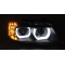 BMW E90/E91 (09-11) priekšējie lukturi, 3D LED eņģeļ acis, DRL, xenona, melni
