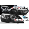 BMW X5 E70 07-13 (XENON OEM) priekšējie lukturi LED, 3D LED eņģeļ acis, melni, DRL