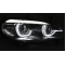 BMW X5 E70 07-13 (XENON OEM) priekšējie lukturi LED, 3D LED eņģeļ acis, melni, DRL