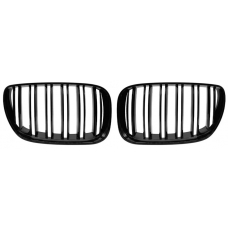 BMW X5 E53 (04-06) LCI priekšējās restes melnas/glancētas dubultās