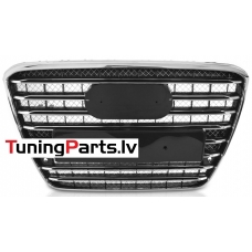 Audi A8 D4 (09-13) priekšējā reste melna/hromēta Sport style ar PDC Audi A8 D4 (09-13) priekšējā reste melna/hromēta Sport style ar PDC