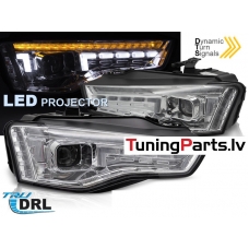 AUDI A5 (11-16) LED priekšējie lukturi, DRL, SEQ, hromēti, FULL LED (halo)