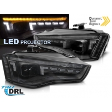 AUDI A5 (11-16) LED priekšējie lukturi, DRL, SEQ, melni, FULL LED (halo)