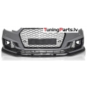AUDI A4 B9 (15-19) priekšējais bamperis Sport style ar PDC + spoileris, melns/glancēts