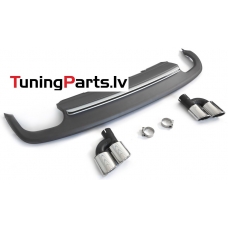 Audi A5 (11-16) aizmugurējā bampera difuzors S-line - style sudraba + uzgaļi Audi A5 (11-16) aizmugurējā bampera difuzors S-line - style sudraba + uzgaļi