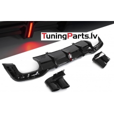 Audi A5 (19-23) aizmugurējā bampera difuzors RS - style melns/glancēts + uzgaļi Audi A5 (19-23) aizmugurējā bampera difuzors RS - style melns/glancēts + uzgaļi