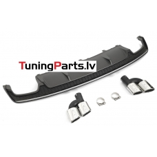 Audi A7 (14-18) aizmugurējā bampera difuzors S - Line style melns/sudraba + uzgaļi