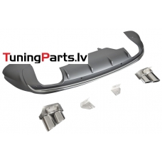 Audi Q5 (08-12) aizmugurējā bampera difuzors S - Line style sudraba + uzgaļi