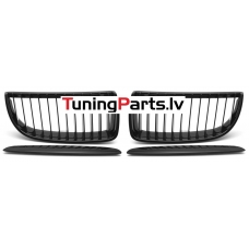 BMW E90/E91 (05-08) priekšējās restes + uzlikas melnas/glancētas