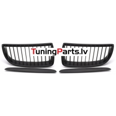 BMW E90/E91 (05-08) priekšējās restes + uzlikas melnas/matētas