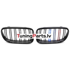 BMW E90/E91 (09-11) priekšējās restes melnas/glancētas dubultās 3 krāsu
