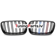 BMW X5 E70 (07-13), X6 E71 (08-14) priekšējās restes melnas/glancētas dubultās 3 krāsu