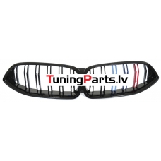 BMW G14/G15 (18-22) priekšējās restes melnas/glancētas dubultās 3 krāsu
