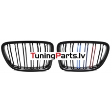 BMW X1 E84 (09-14) priekšējās restes melnas/glancētas dubultās 3 krāsu