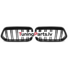 BMW X2 F39 (18-23) priekšējās restes melnas/glancētas dubultās